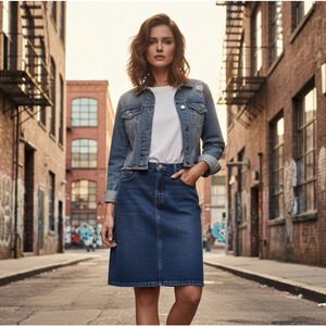 Ralph Lauren Polo Jeans Company Vintage Y2K 2000s Denim Knee Cotton Skirt Size 6